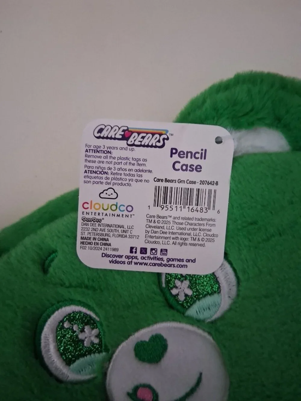 Care Bears Soft Pencil Case NWT Green